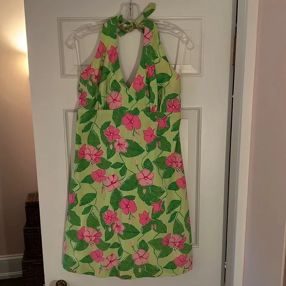 lilly pulitzer pink and green dress Riegan - Putting Supima Cotton Jersey (100% Cotton) 90's Green & Hot Pink